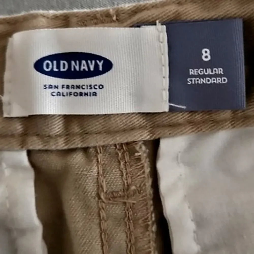 Old Navy Boys Uniform Khaki Chino Shorts Size 8 Beige Flat Front School Casual